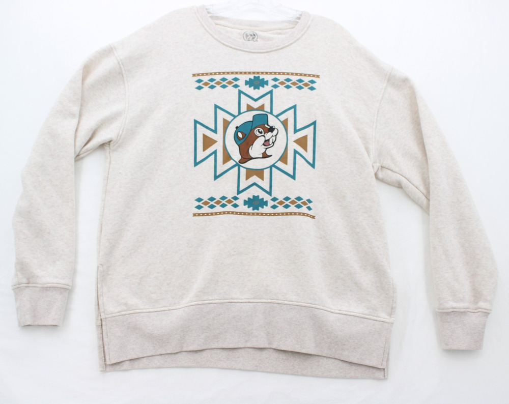 Buc-ee’s Aztec Fleece Sweatshirt Womens Large Cream Heather Soft Cozy